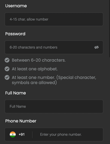 Registration at Betbarter casino